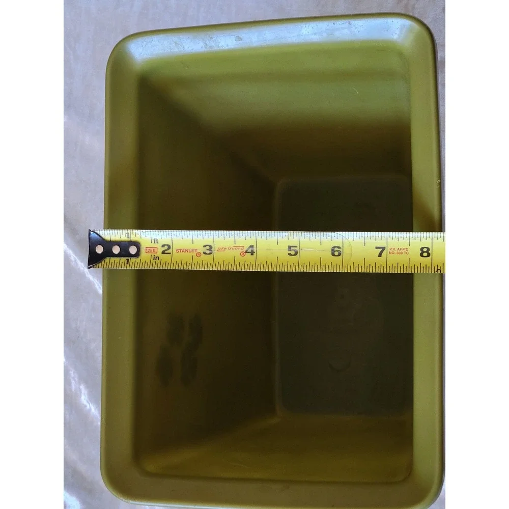 Vtg Rubbermaid Avocado Green Wastebasket 2959 Floral Trash Can Retro Decor 70s